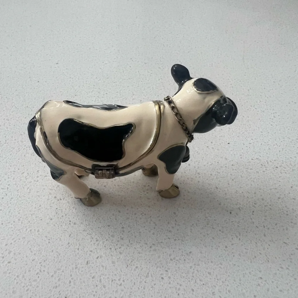 Object de Art Trinket Box #113 Half Pint Cow Enameled New In Box‎